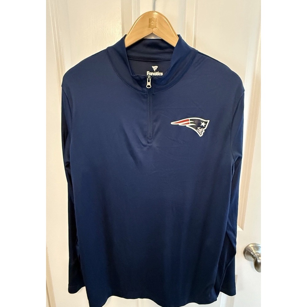 Fanatics New England Patriots Mens 1/4 Zip Pullover Shirt Blue Large NFL